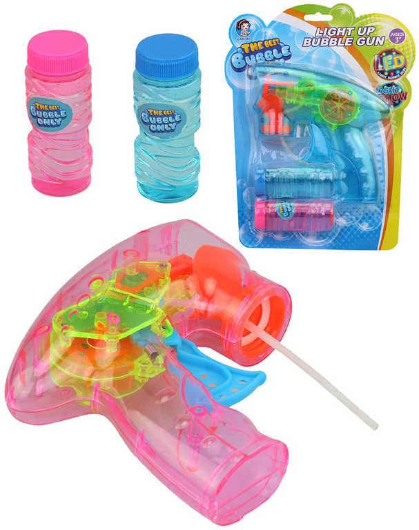 Bublifuk pistole bublifukovací set se 2 náplněmi na baterie 2 barvy Světlo