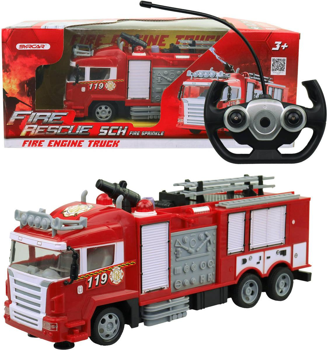 RC Auto hasičské 30cm na vysílačku stříká vodu na baterie Světlo Zvuk
