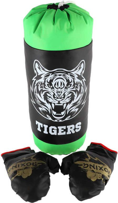 Boxovací pytel dětský černo-zelený Tigers 50cm set s boxerskými rukavicemi
