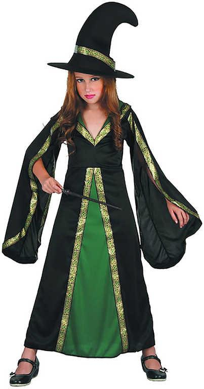 KARNEVAL Šaty čarodějka černozelená vel. M (120-130cm) 5-9 let *KOSTÝM*