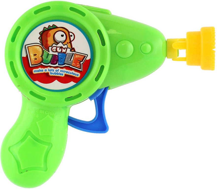 Bublifuk pistole 12cm na setrvačník set s náplní plast 2 barvy