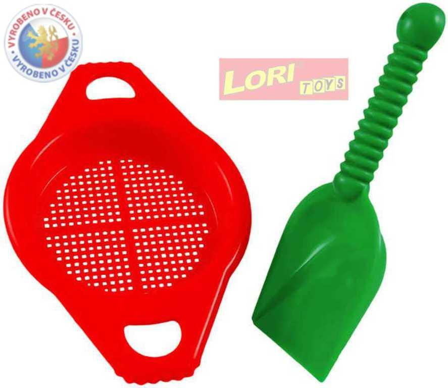 LORI 211 Lopatka + sítko plastový set na písek 4 barvy