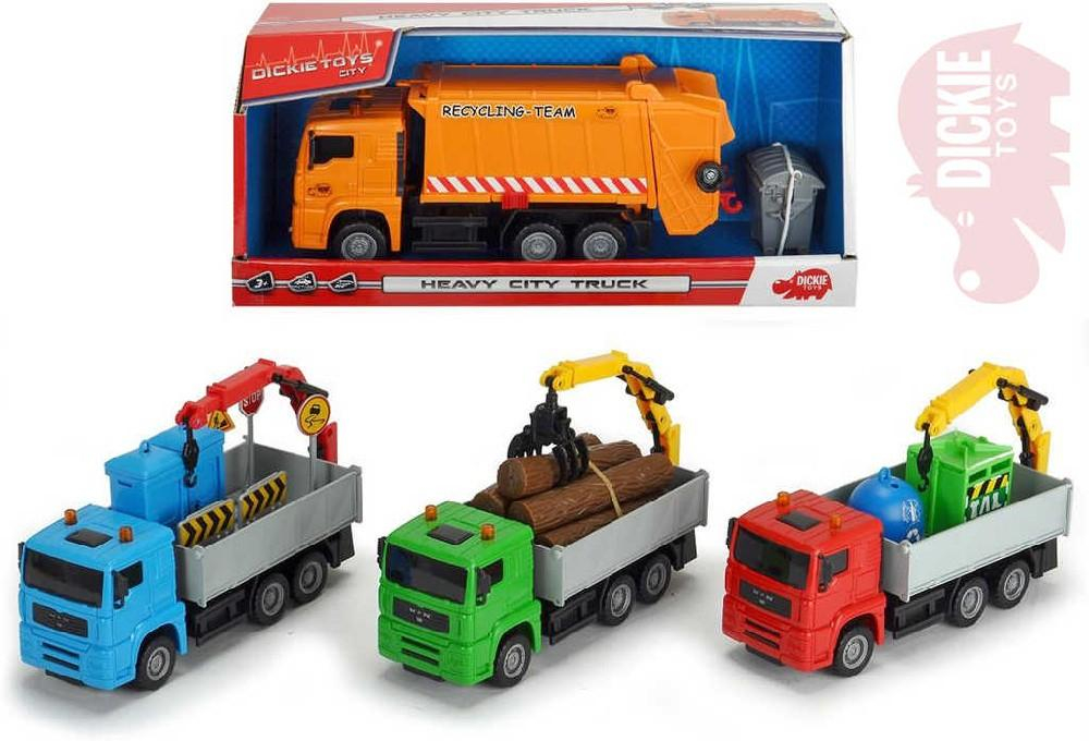 DICKIE Auto Haevy City Truck 22cm funkční set s doplňky 4 druhy plast