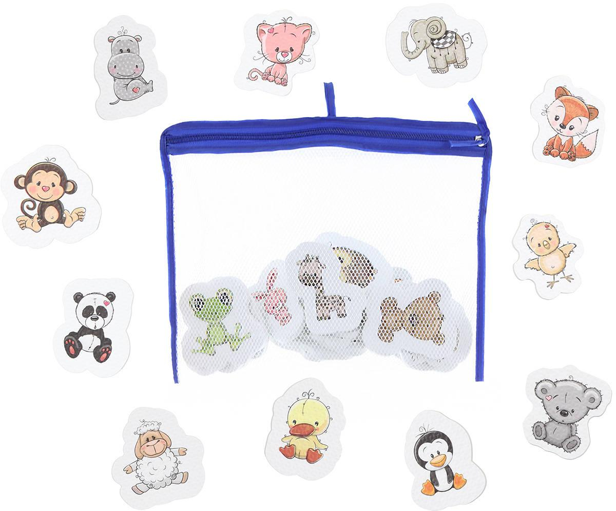 Vodolepky baby pěnové zvířátka do vody set 18ks v síťce na zip do vany