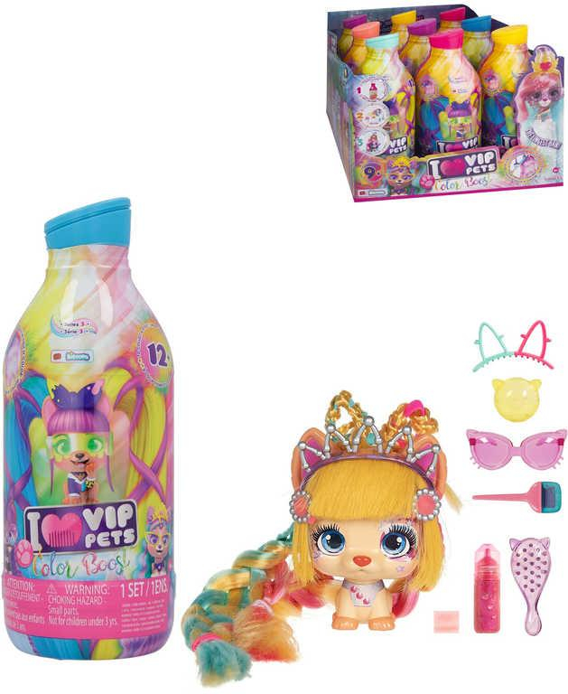 VIP Pets Color Boost set pejsek dlouhé vlasy s doplňky 9 překvapení v láhvi série 3