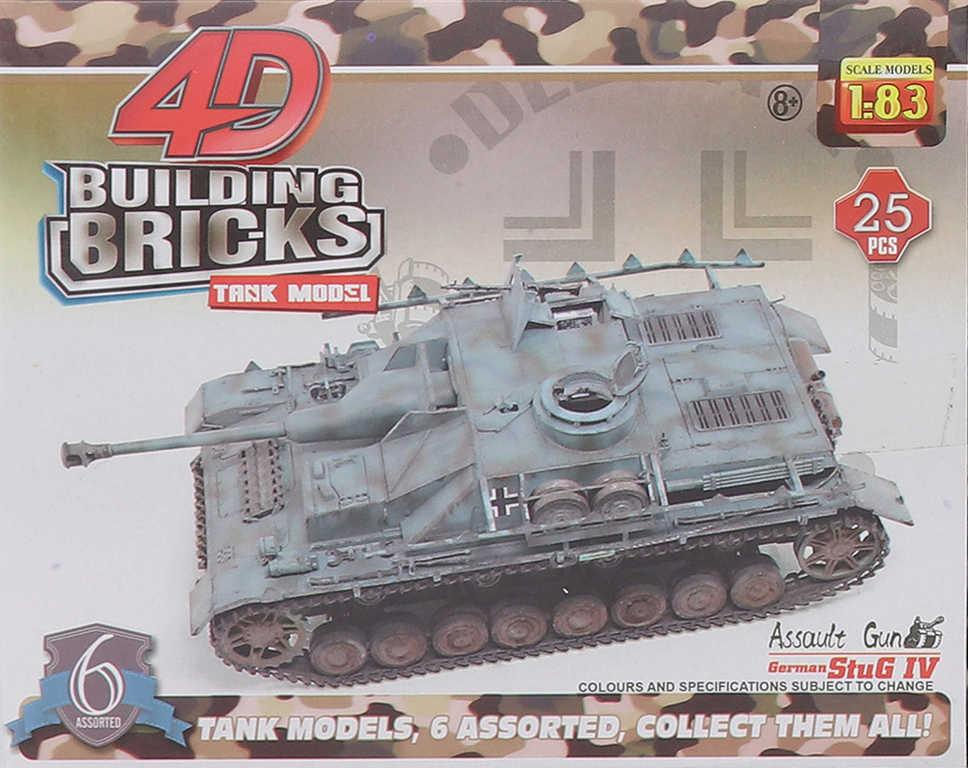 Stavebnice 4D tank skládačka 28-30 dílků v krabici 6 druhů plast