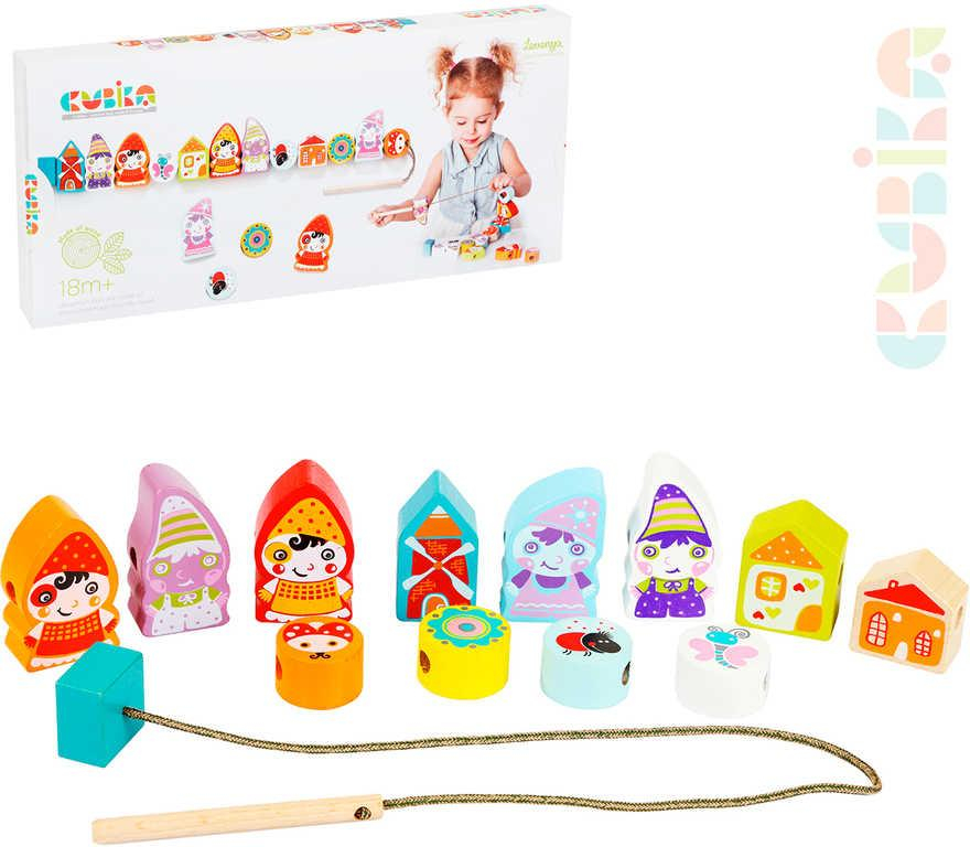 CUBIKA DŘEVO Baby Trpaslíci navlékací set 12 dílků provlékačka pro miminko