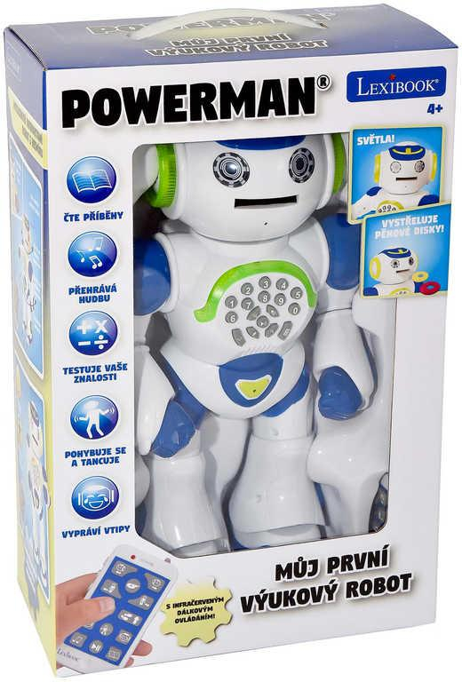 MAC TOYS RC Robot Powerman na vysílačku mluví CZ střílí disky na baterie Světlo Zvuk