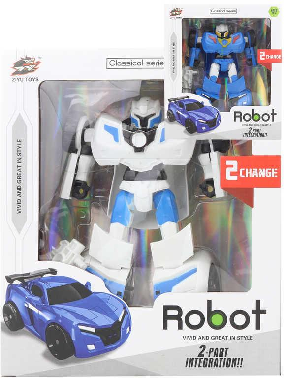 Robot sportovní auto s transformací 2v1 transrobot 15cm plast 2 barvy