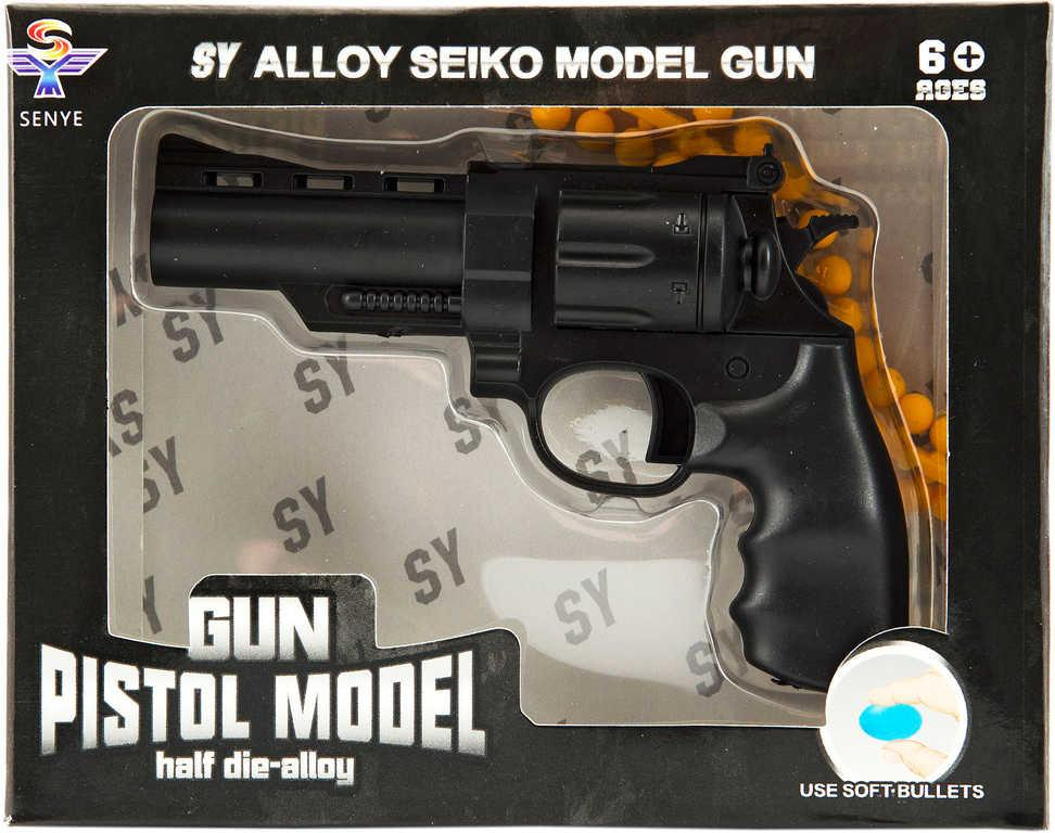 Pistole dětská 11cm na měkké kuličky set se soft náboji v krabici 4 druhy