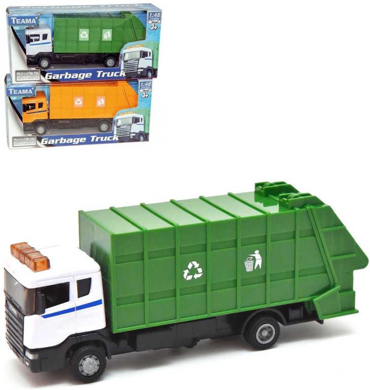 MAC TOYS Auto popelářské kovové 1:48 tříděný odpad volný chod 2 barvy