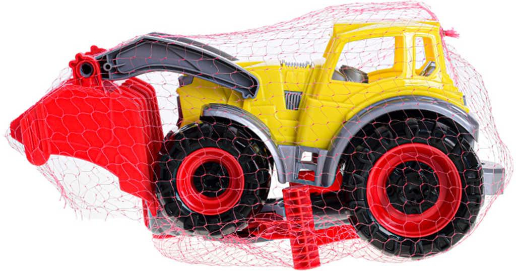 Traktor barevný nakladač s rypadlem 45cm 2 lžíce na písek 4 barvy plast