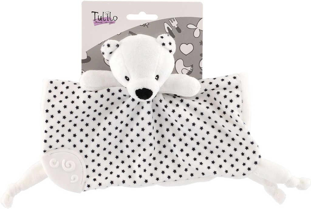 PLYŠ Medvídek dečka černobílá 25cm s kousátkem baby usínáček *PLYŠOVÉ HRAČKY*