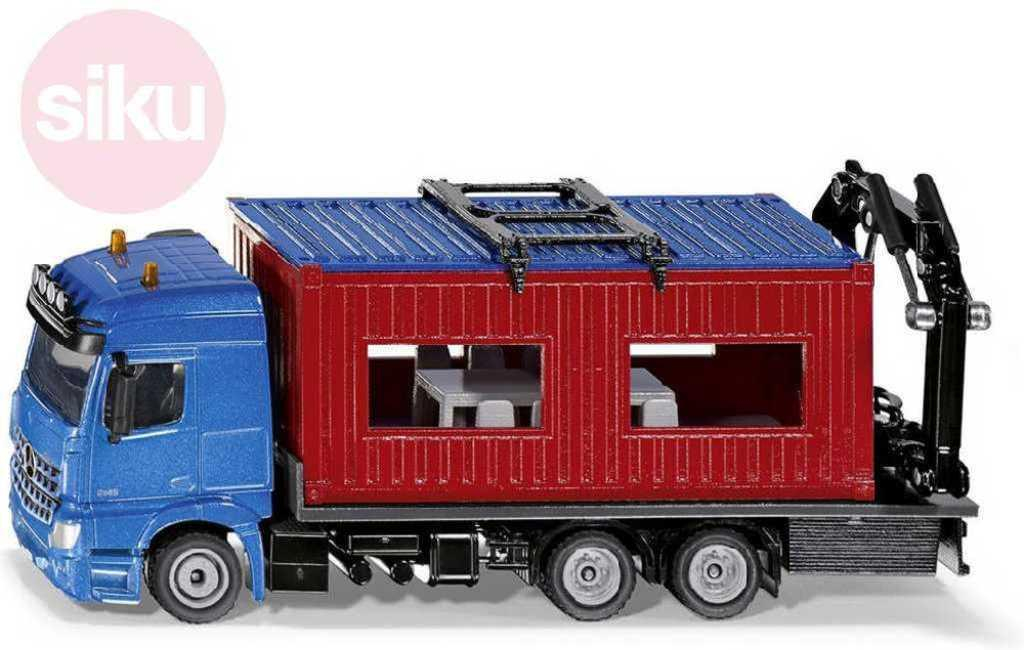 SIKU Auto kamion modrý Mercedes Benz Arocs set s kontejnerem model kov 3556
