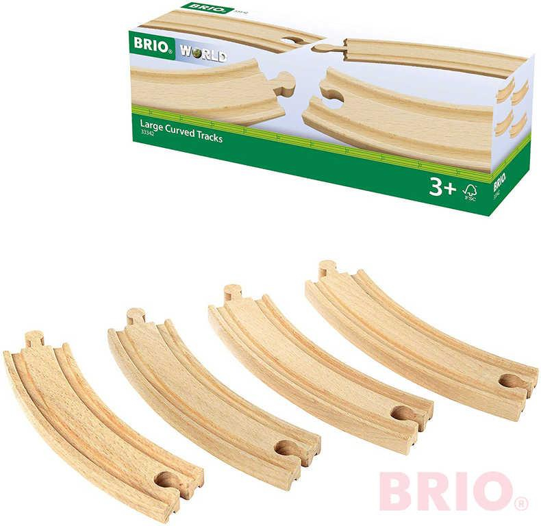 BRIO DŘEVO Zatáčka dlouhá oblouk set 4ks koleje doplněk k vláčkodráze