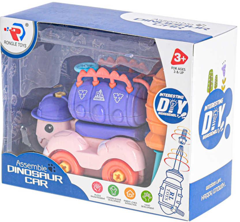 Auto montážní dinosaurus 11cm šroubovací set s nástrojem 4 druhy plast