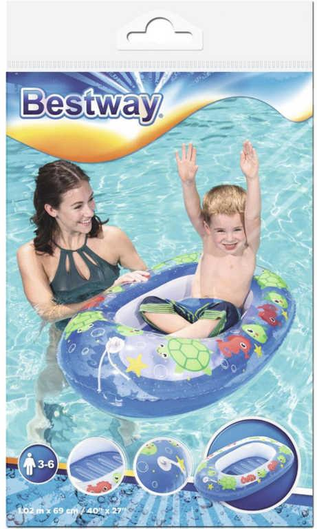 BESTWAY Člun dětský nafukovací 102x69cm zvířátka s průzorem do vody 2 barvy