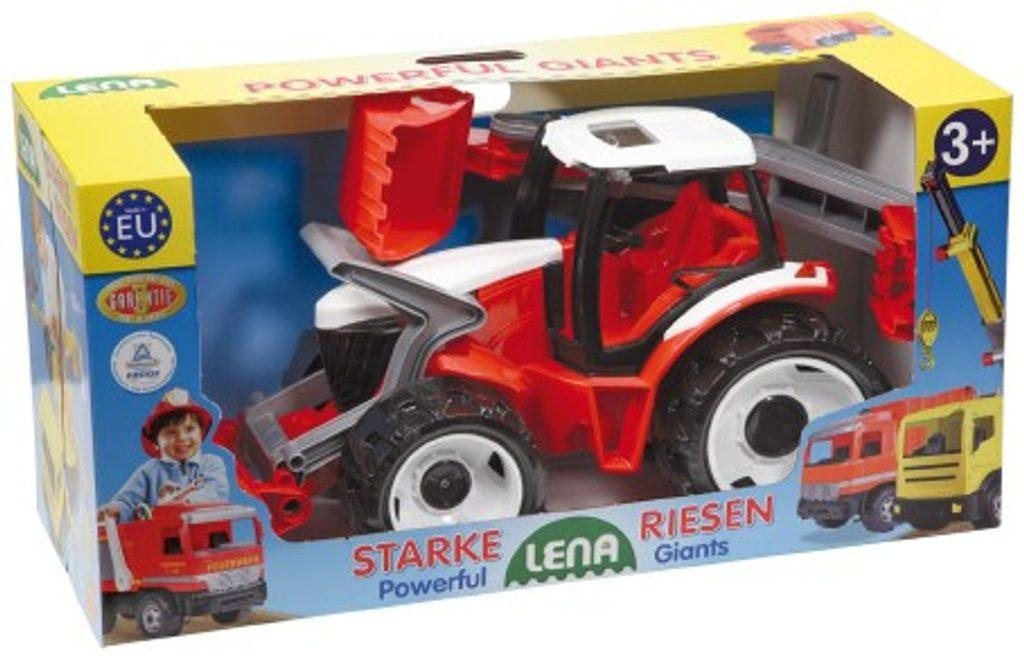 Traktor se lžící a bagrem plast modro - šedivý 65cm v krabici od 3 let