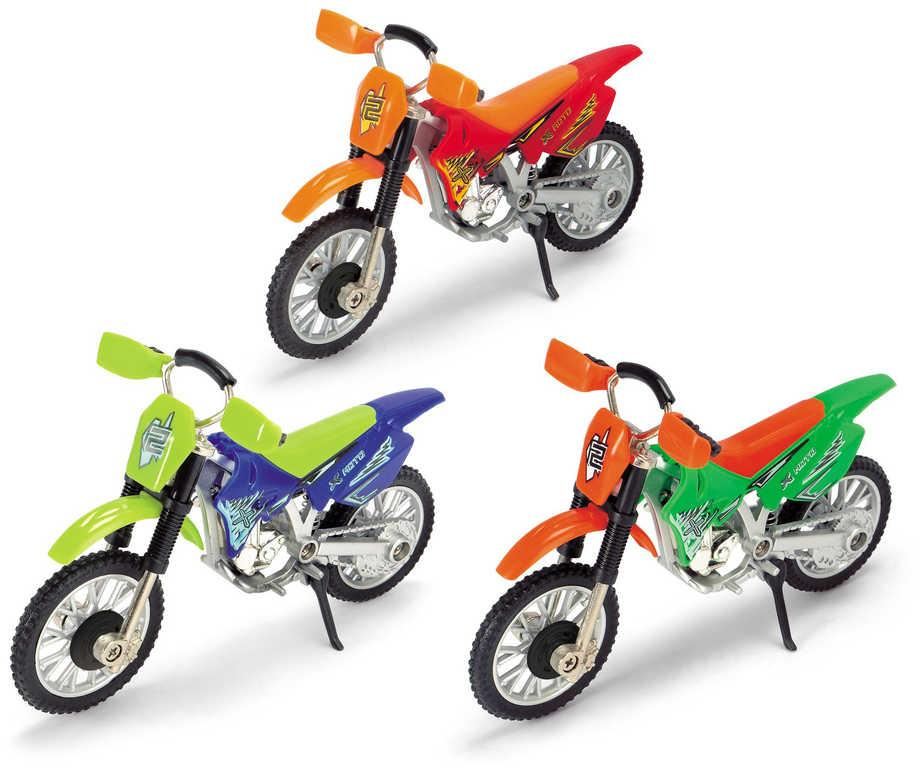 DICKIE Motocykl Cross Bike se stojánkem motorka krosová volný chod 3 barvy