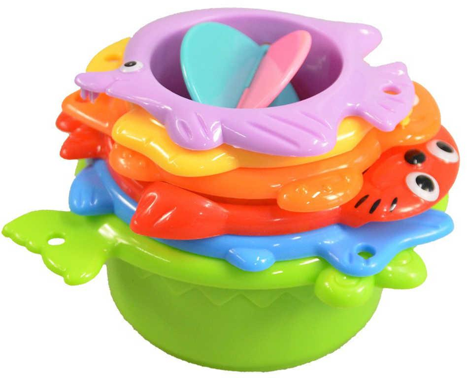 Baby kalíšky stohovací mořský svět 24cm do vody na písek set 6ks plast
