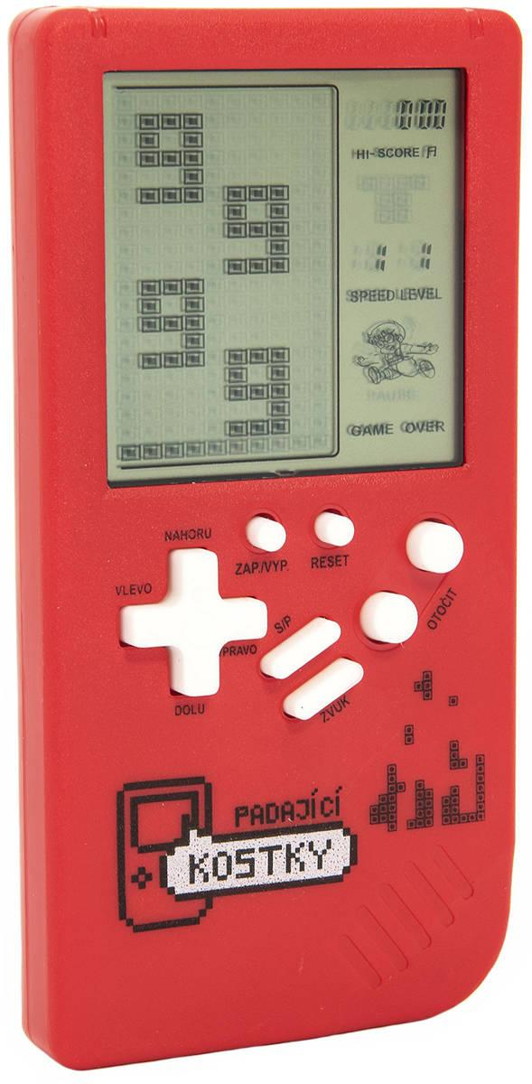 Hra retro digitální Tetris Brick Game padající kostky Červená na baterie Zvuk