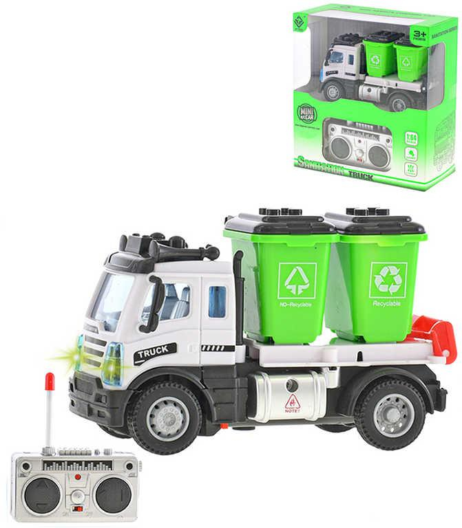 RC Auto úklidové na vysílačku 27MHz set se 2 kontejnery na baterie Světlo