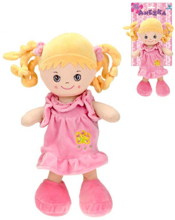 Baby panenka Anežka blondýnka 36cm zpívá mluví česky textilní na baterie CZ Zvuk