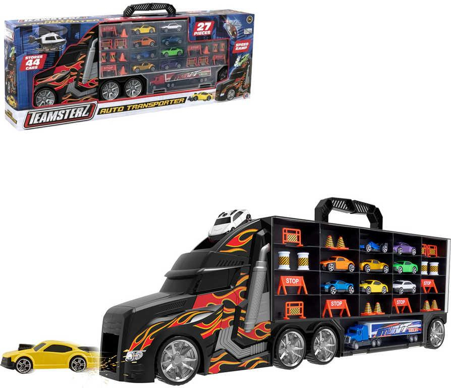 Teamsterz auto transportér s rampou kufřík 2v1 set s 9 autíčky a doplňky kov