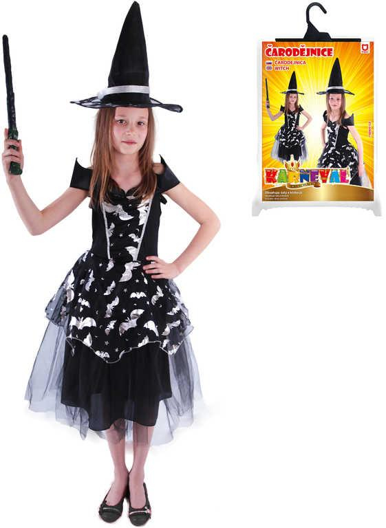 KARNEVAL Šaty čarodějnické netopýrka vel.M (116-128cm) 6-8 let *KOSTÝM*