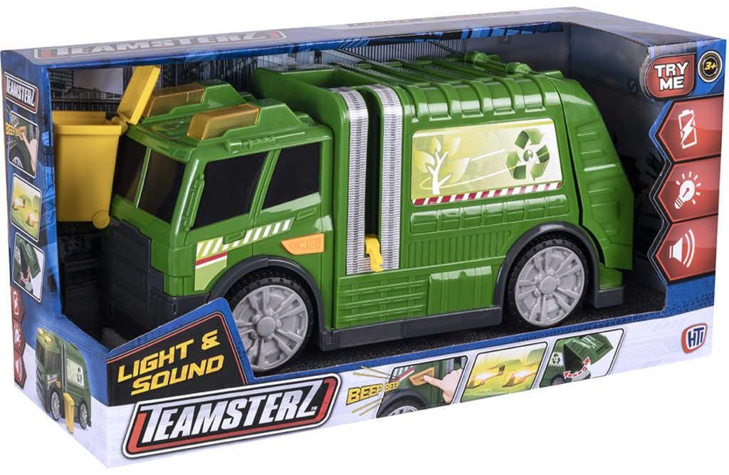 Teamsterz auto popeláři zelené set s kontejnerem plast na baterie Světlo Zvuk