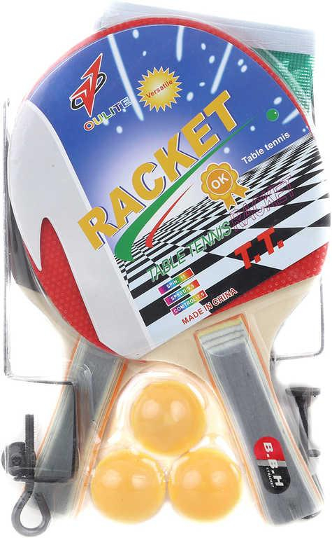 Sada na stolní tenis ping pong set dvě pálky se síťkou a 3 míčky