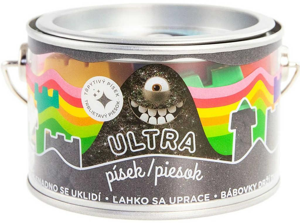EP Line Ultra písek kinetický magický 200g černý s glitry s formičkami v plechovce