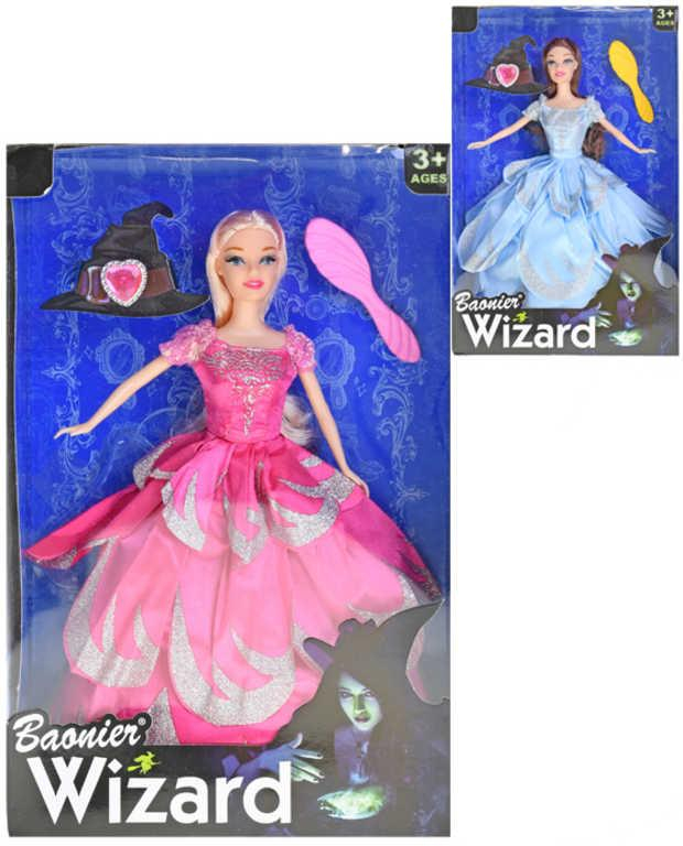 Panenka Wizard kouzelnice 30cm kloubová dlouhé šaty set s doplňky 2 barvy