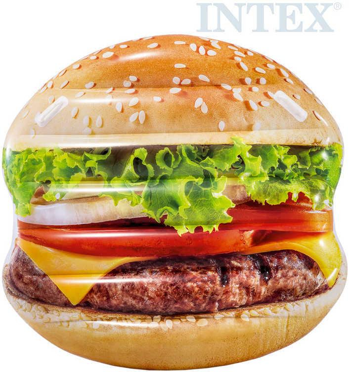 INTEX Lehátko nafukovací Hamburger 145x142cm matrace s úchyty na vodu 58780