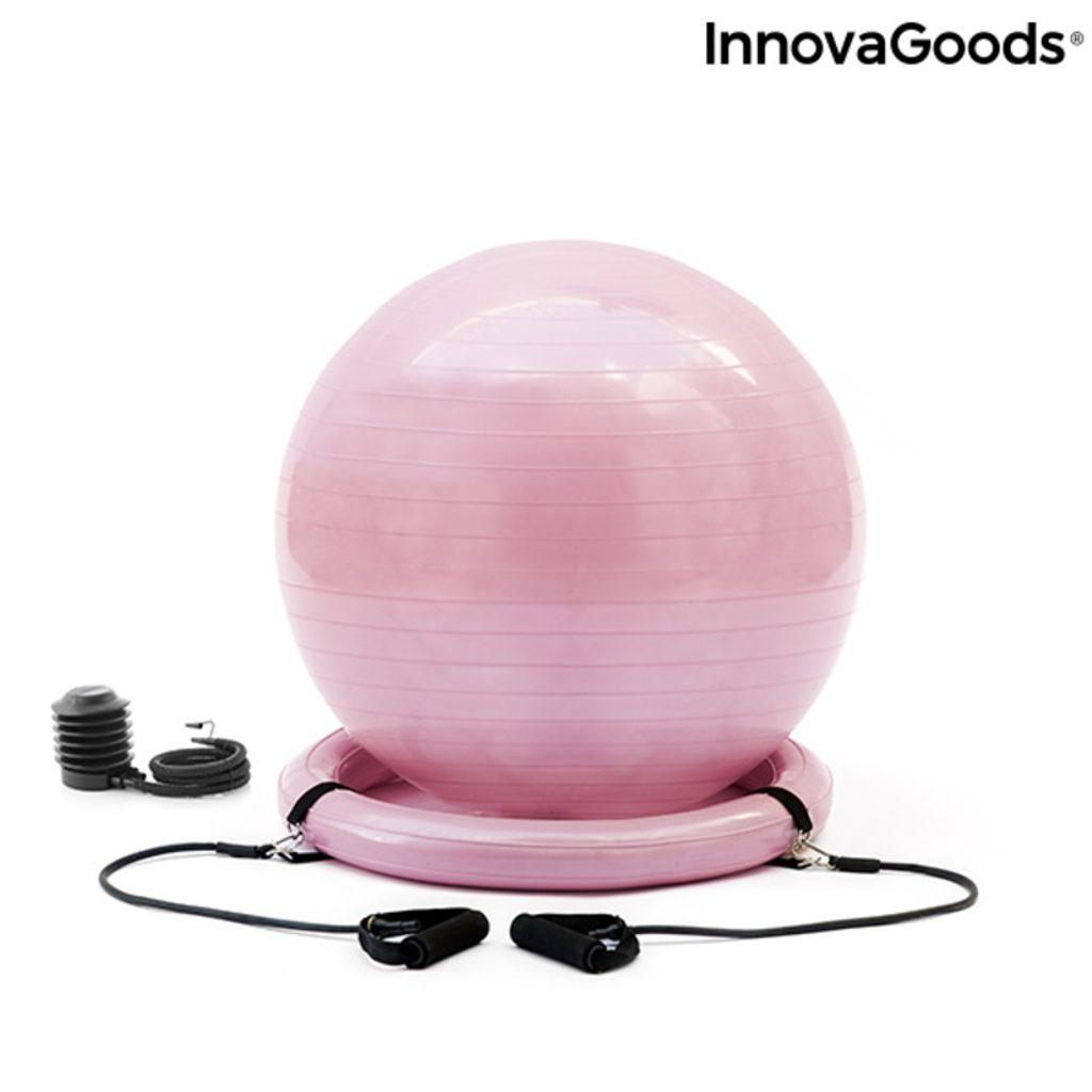 Jógový míček s kroužkem stability a odporovými pásy Ashtanball InnovaGoods