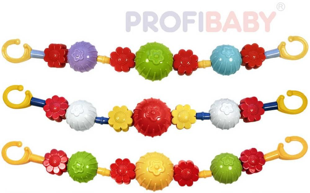 PROFIBABY Zábrana koule kytičky řetěz na kočárek pro miminko různé barvy