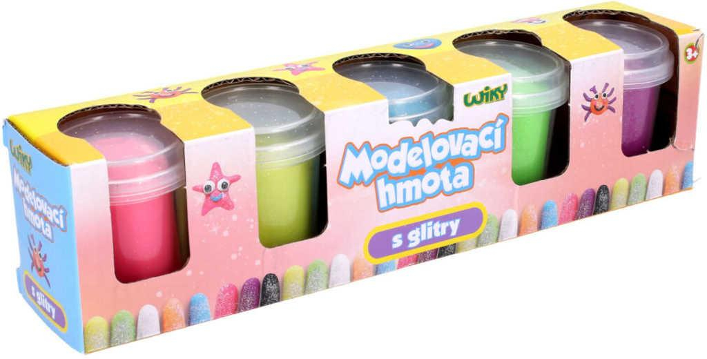 Modelína se třpytkami kreativní set 5 barev 5x 56g v kelímku