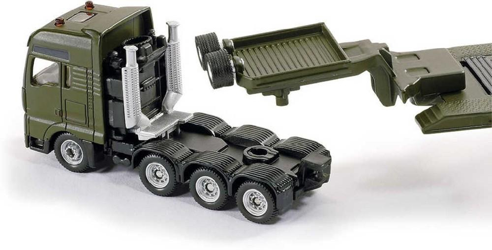 SIKU Army těžký transportér set vojenský tahač s přívěsem + tank 1:87 model kov 1872