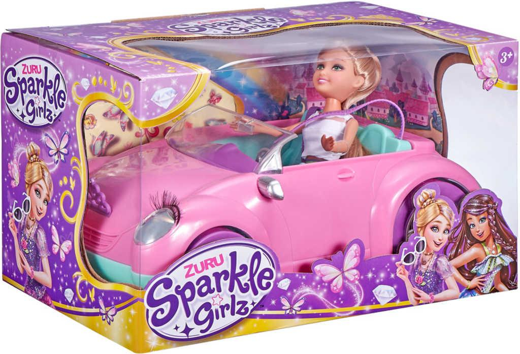 Sparkle Girlz herní set panenka 28cm s růžovým autem v krabici