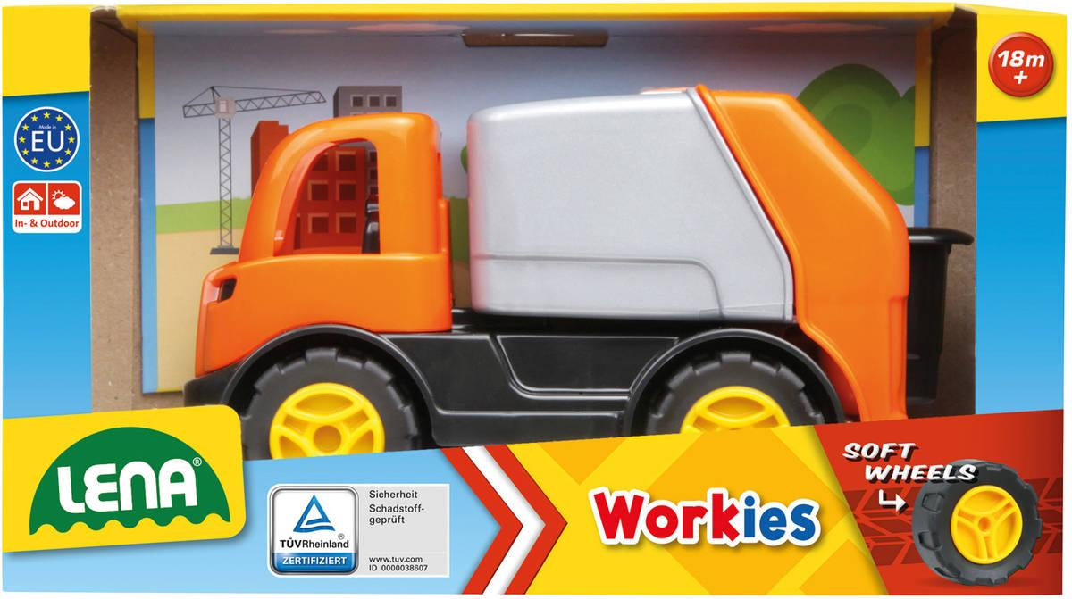 LENA Workies auto funkční popeláři baby set s popelnicí plast v krabici