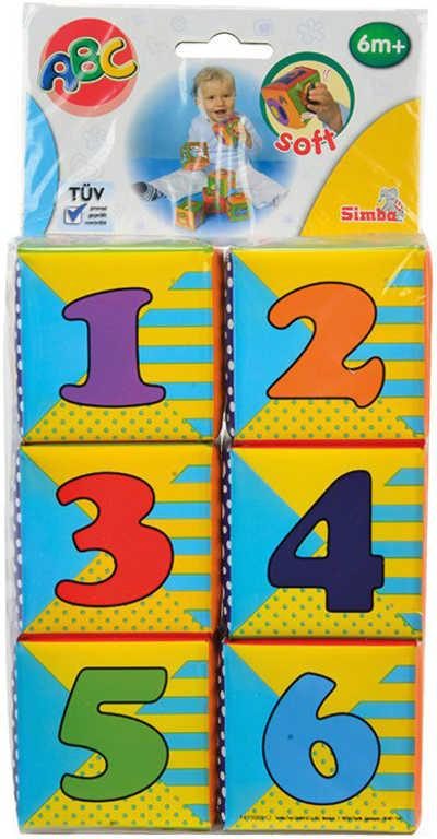 SIMBA Baby soft kostky měkké set 6ks s obrázky, čísly a písmenky pro miminko