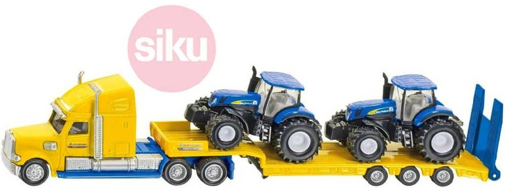 SIKU Tahač kovový s vlekem 1:87 set se 2 traktory New Holland 1805