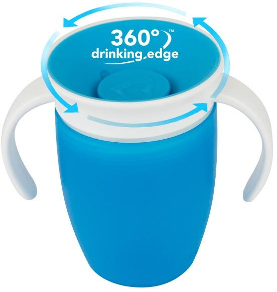 Munchkin - Juniorský netekoucí hrneček 360°s oušky 207 ml-modrý