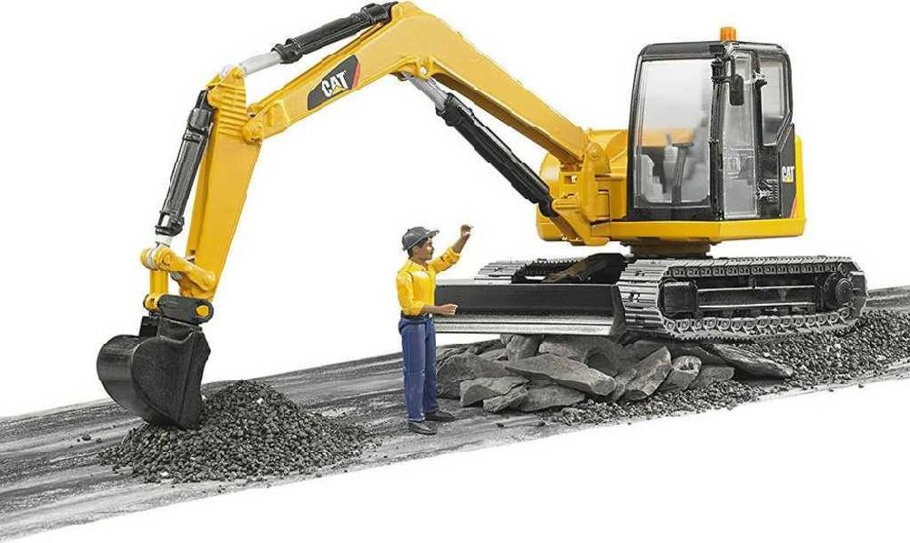 BRUDER 02466 (2466) Minibagr Caterpillar pásový funkční model 1:16 s figurkou plast