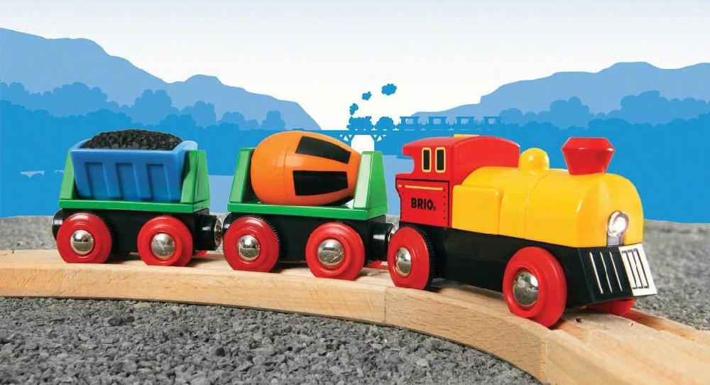 BRIO Mašinka elektrická set se 2 vagónky na baterie k vláčkodráze 33319 Světlo