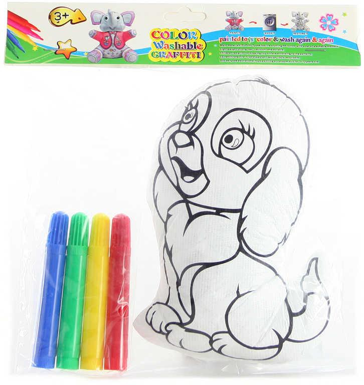 Vymaluj si svého pejska kreativní set vybarvovací zvířátko + 4 fixy v sáčku