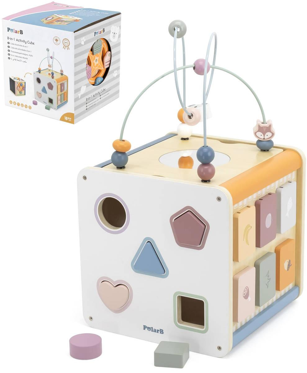 VIGA DŘEVO PolarB Box s aktivitami xylofon / vkládačka / provlékací labyrint 8v1