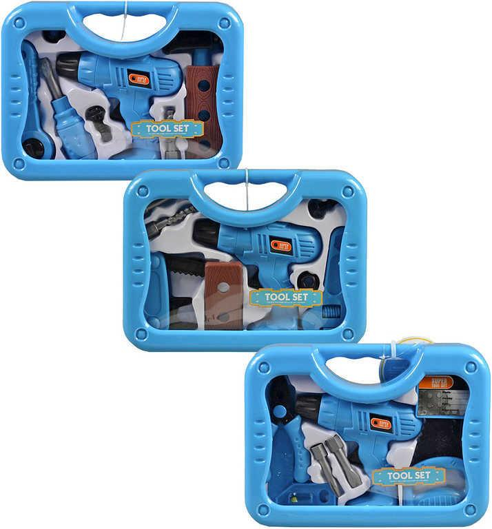 Nářadí dětské set s vrtačkou 14cm v kufříku 3 druhy plast