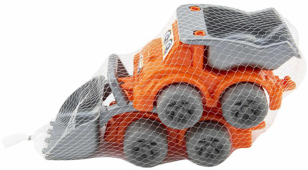Auto pracovní veselé 13cm stavební stroje s očima set 2ks v síťce plast