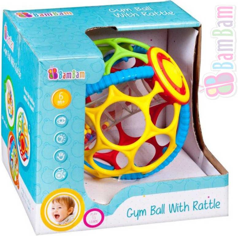 ET BAM BAM Baby Koule gumová gym ball s chrastítkem pro miminko
